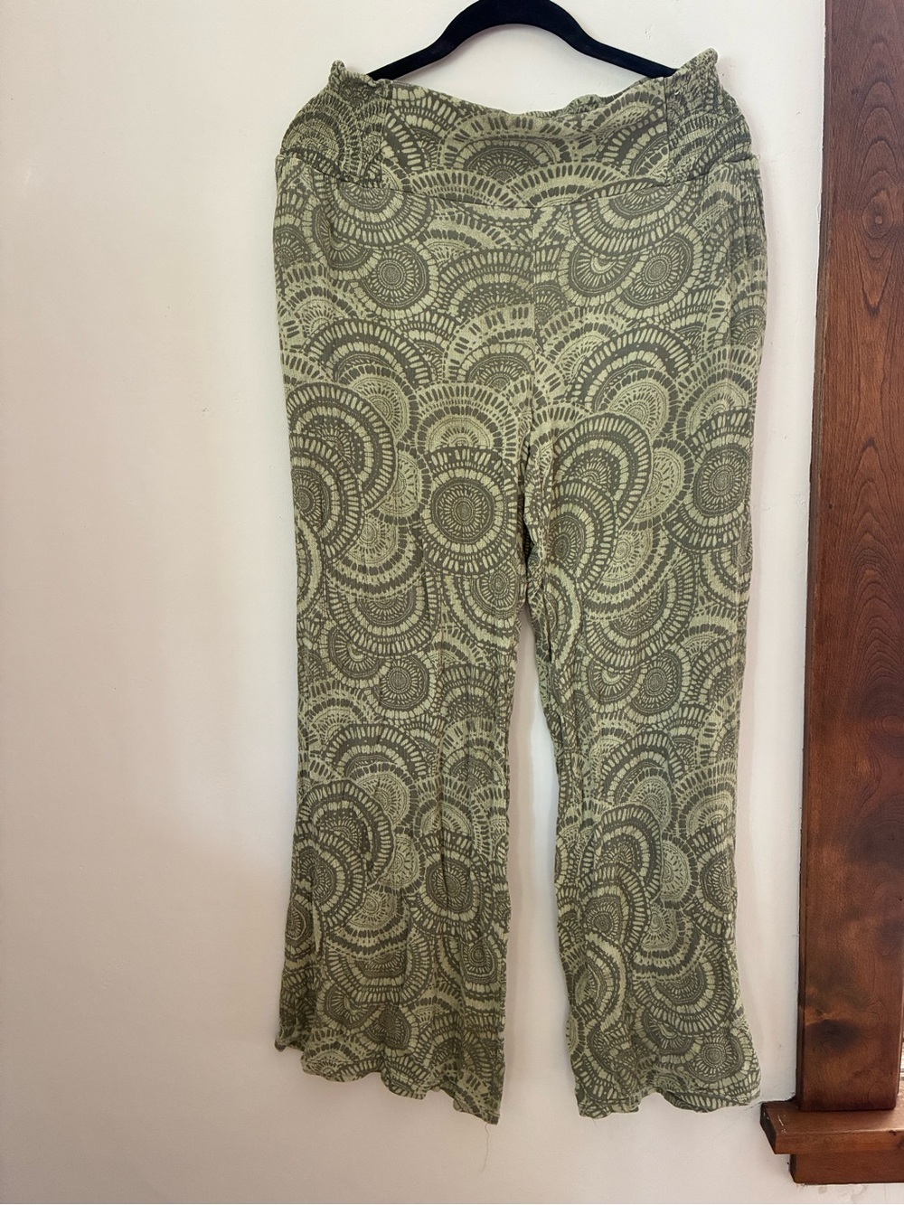 Green Patterned Boho Wide Leg Lounge Pants